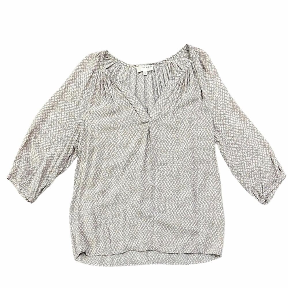 Lightweight 3/4 sleeve Boho Print V-Neck Blouse women Xlarge cottage casual